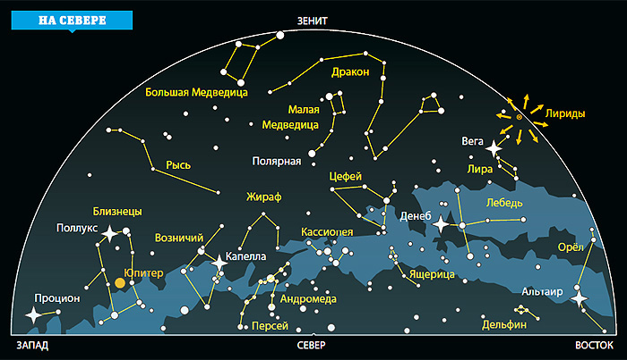 Созвездие Лиры на карте звездного неба