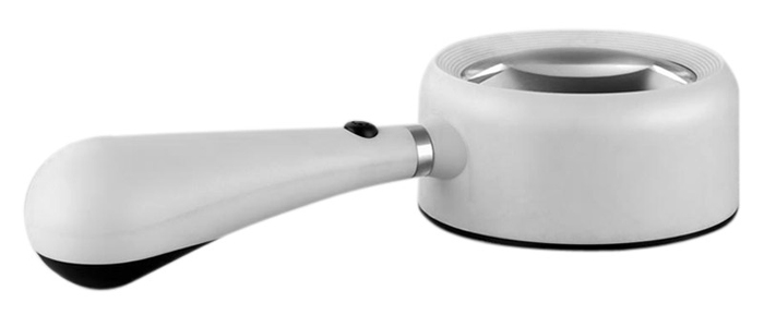 Лупа Kromatech ручная круглая 4,5x (14D), 60 мм, с подсветкой (2 LED), черно-белая G-111-060