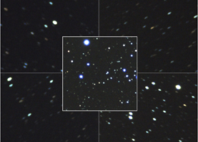 Вид звездного поля на кроп-камере без использования флеттенера.