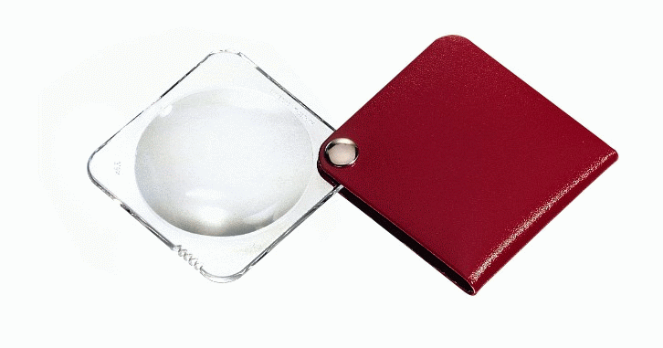 Лупа складная двояковыпуклая Eschenbach Classic 3,5x, 50 мм, красный чехол (квадратный) 15876 - фото 1