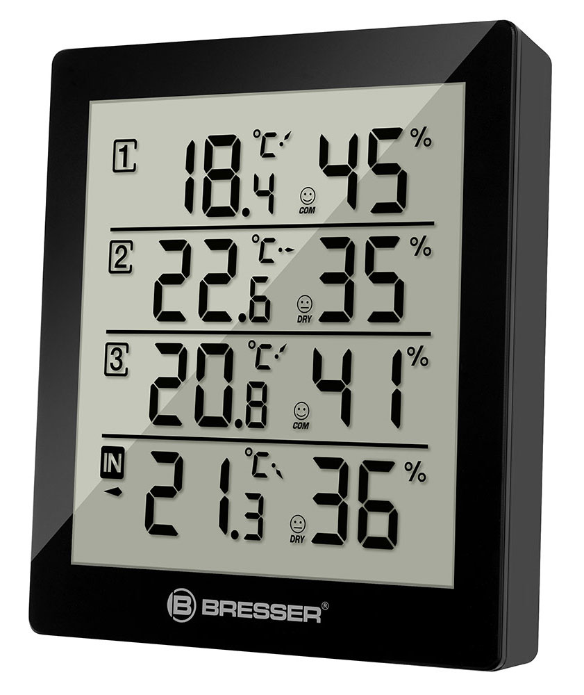 Метеостанция Bresser (Брессер) Temeo Hygro Quadro, черная