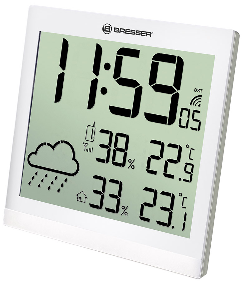 

Метеостанция (настенные часы) Bresser (Брессер) TemeoTrend JC LCD с радиоуправлением, белая