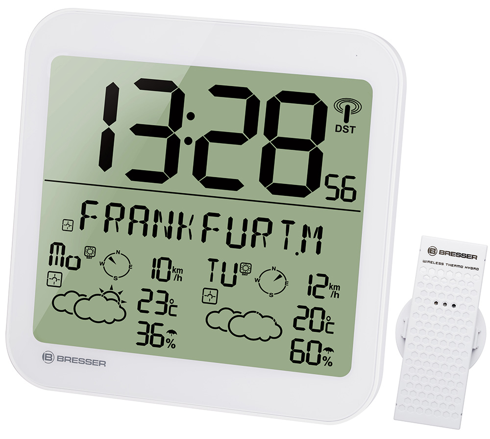 Часы настенные Bresser (Брессер) MyTime Meteotime LCD, белые