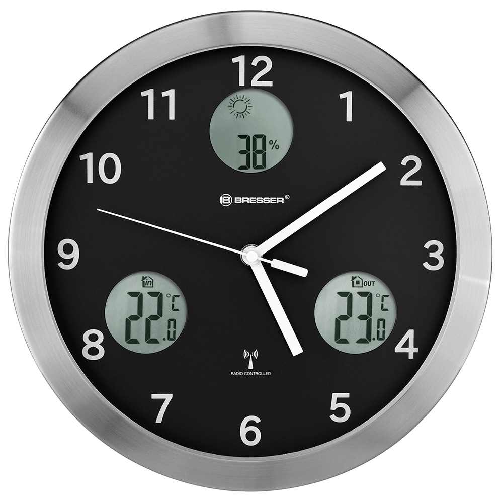 

Метеостанция (настенные часы) Bresser (Брессер) MyTime io, 30 см, черная