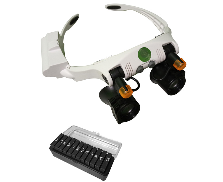 

Лупа-очки Kromatech налобная 3/10/15/25x, с подсветкой (2 LED) 32225-21SX