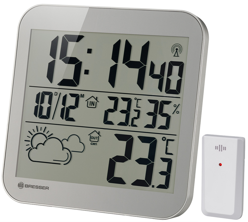 Часы настенные Bresser (Брессер) MyTime LCD, серебристые