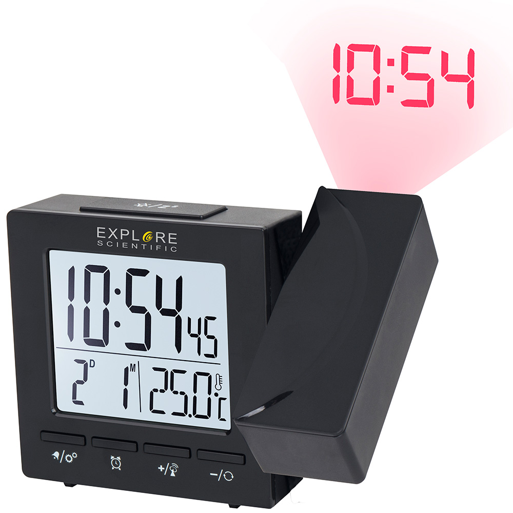 Часы цифровые Explore Scientific с проектором и термометром, черные