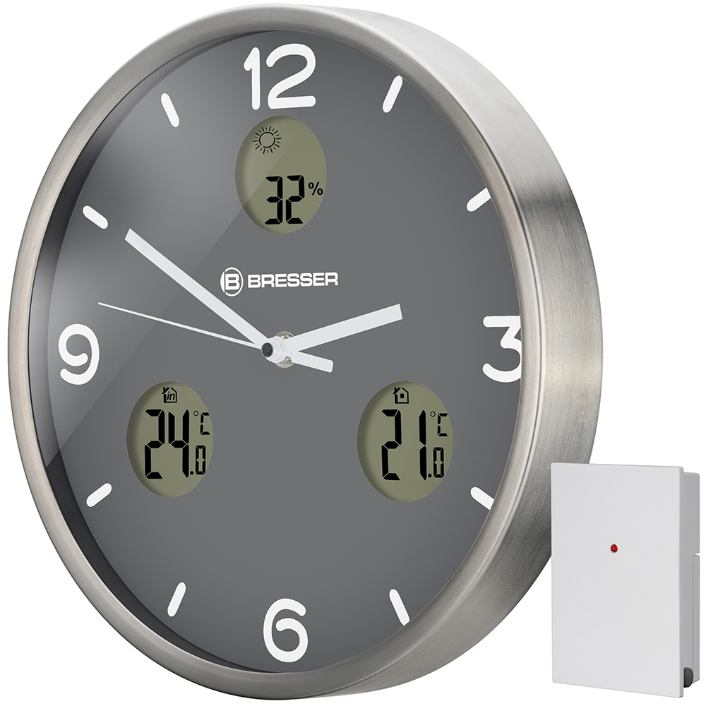 

Часы настенные Bresser (Брессер) MyTime io NX Thermo/Hygro, 30 см, серые