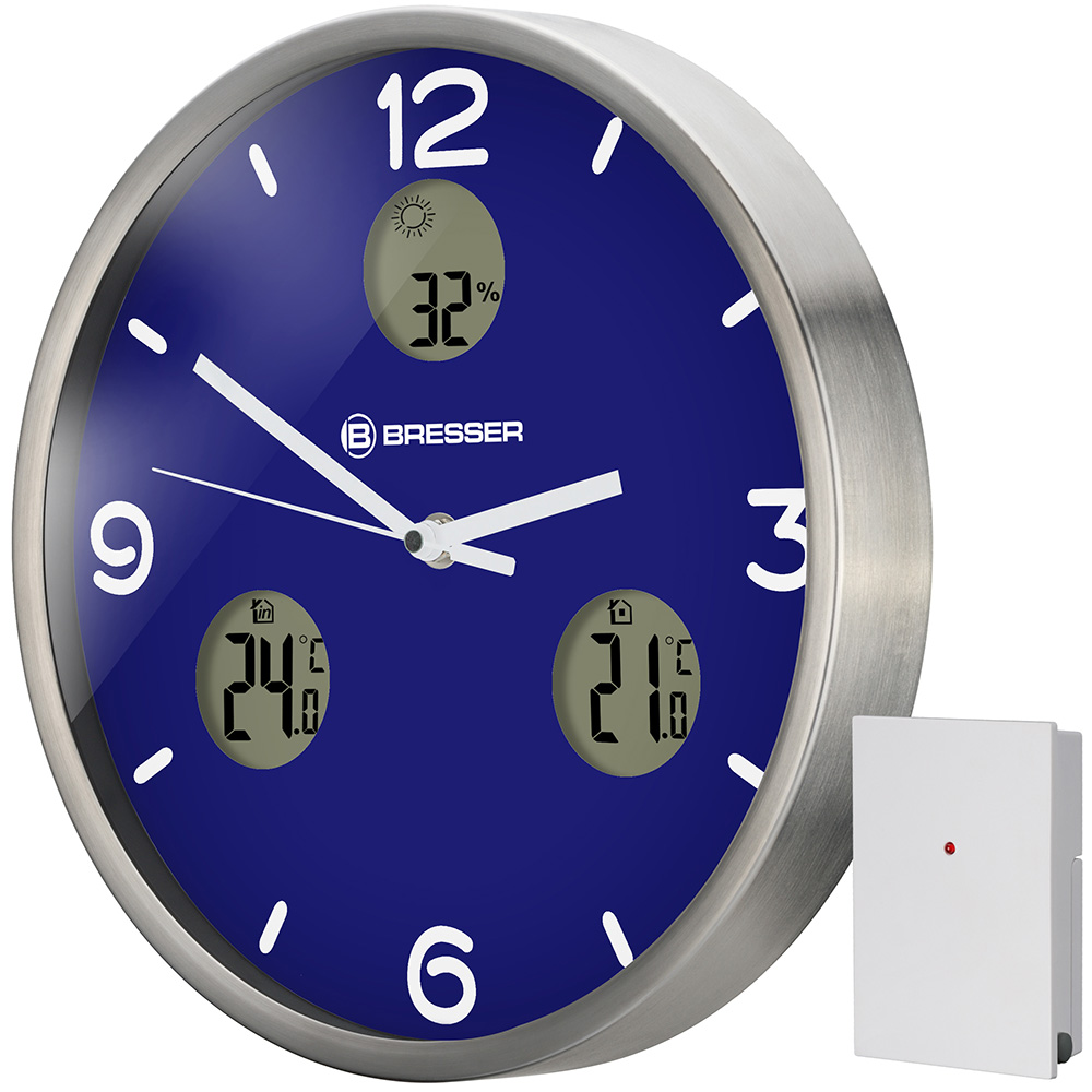 

Часы настенные Bresser (Брессер) MyTime io NX Thermo/Hygro, 30 см, синие