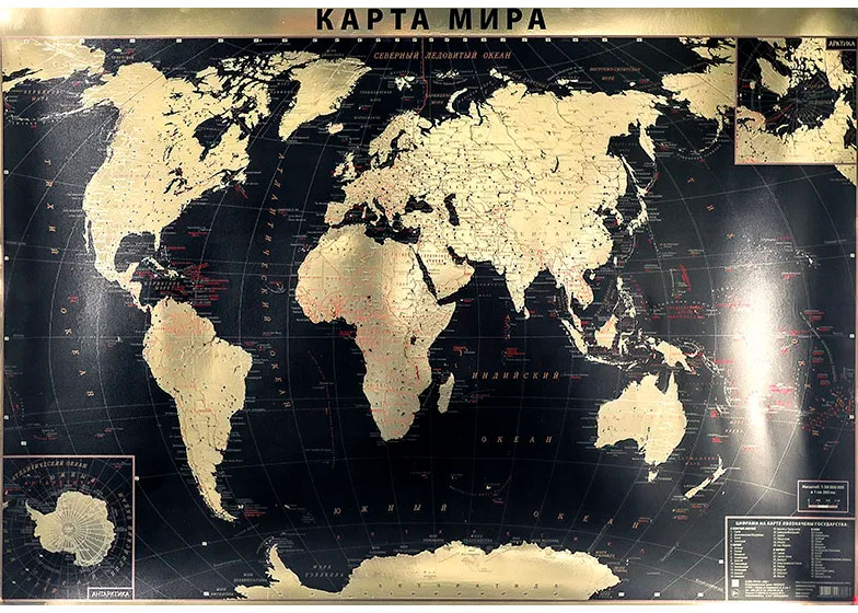 

Карта мира политическая GOLD, интерьерная, настенная