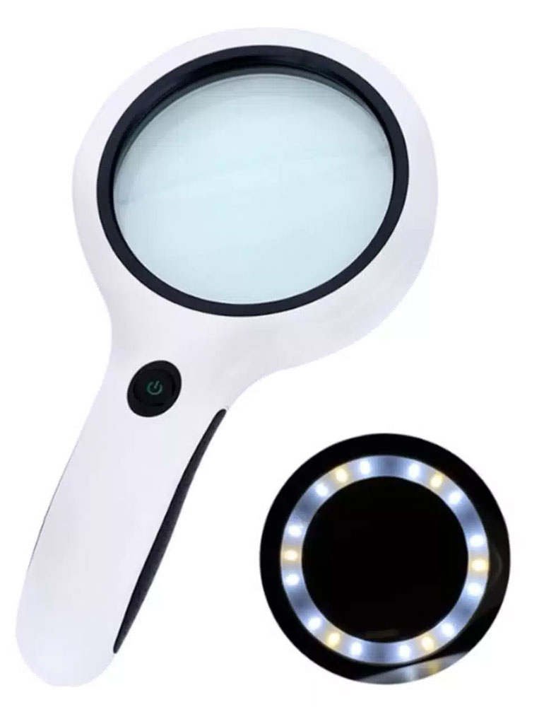 Лупа Kromatech ручная круглая 4x, 100 мм, с подсветкой (18 LED) 95100B (RD)