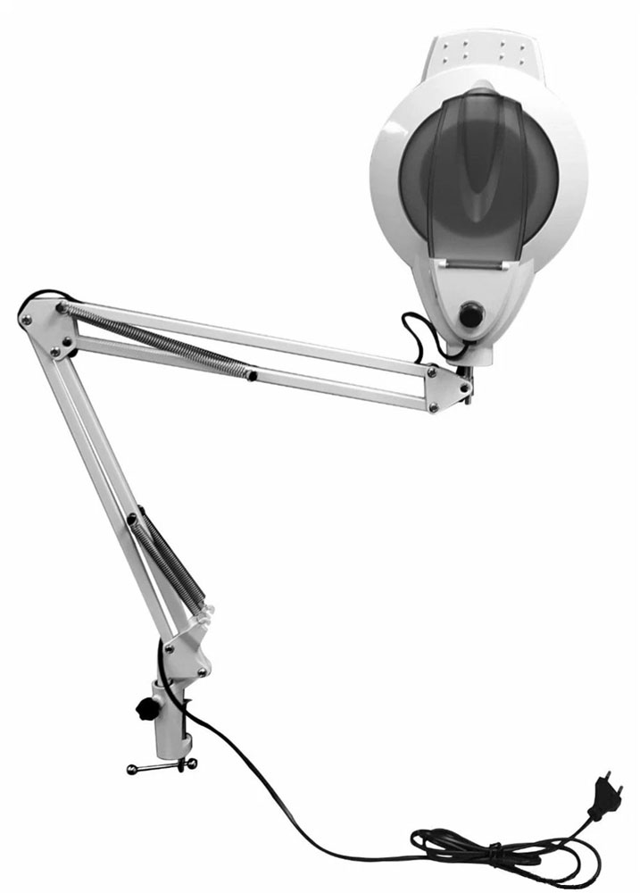 Лупа-лампа Kromatech бестеневая 5x, 100 мм, на струбцине, с подсветкой (120 LED) GF-501