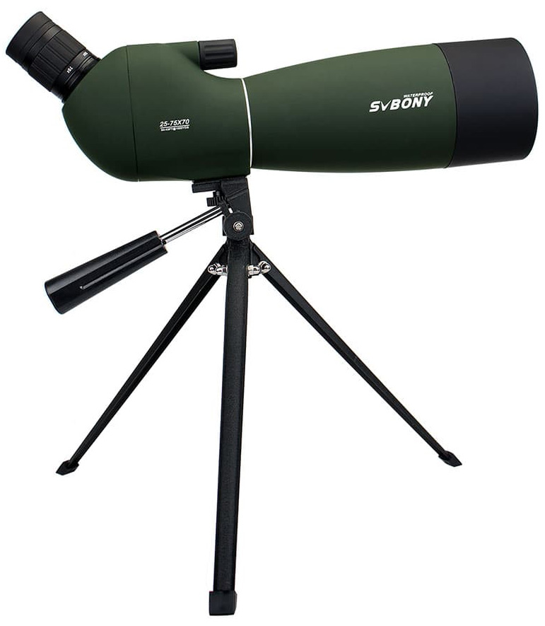 Зрительная труба SVBONY SV28 25–75x70 WP со штативом, зеленая