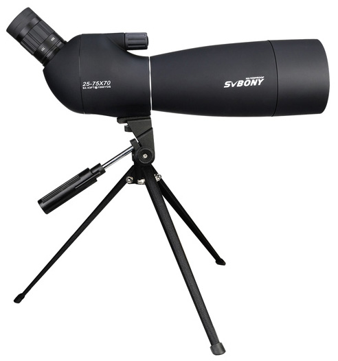 Зрительная труба SVBONY SV28 25–75x70 WP со штативом, черная