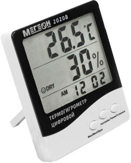 Термогигрометр цифровой МЕГЕОН, настольный (20208)