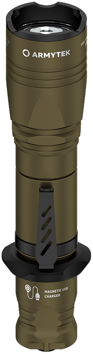 Фонарь тактический Armytek Dobermann Pro Magnet USB Olive, теплый свет