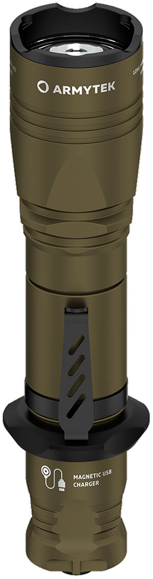 

Фонарь тактический Armytek Dobermann Pro Magnet USB Olive, теплый свет