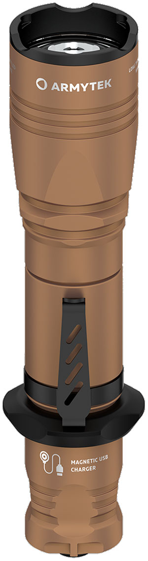 

Фонарь тактический Armytek Dobermann Pro Magnet USB Sand, теплый свет