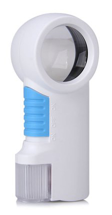 Лупа Kromatech ручная круглая 12х, 38 мм, с фонариком и подсветкой (1 LED), белая TH-7011