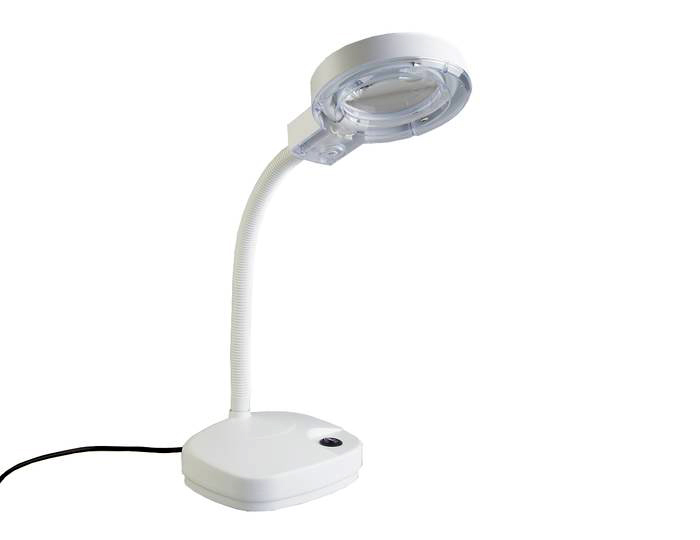 Картинка для Лупа-лампа настольная Veber 3D/8D, 1,75х/3x, 86/21 мм, с подсветкой, белая (8611)
