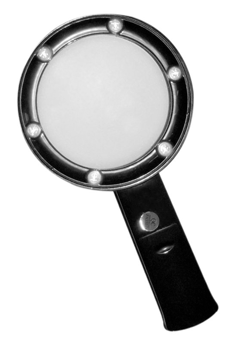

Лупа Kromatech ручная круглая 5х, 75 мм, с подсветкой (6 LED), черная ZB666-075
