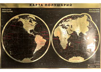 Карта мира физическая GOLD, интерьерная, настенная